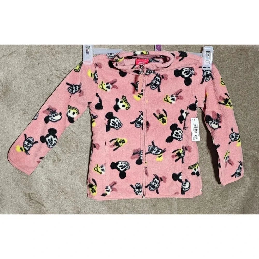 Disney Amazon Essentials Girls Pink Fleece Mickey Minnie Zip Jacket XS 4-5 NWT
